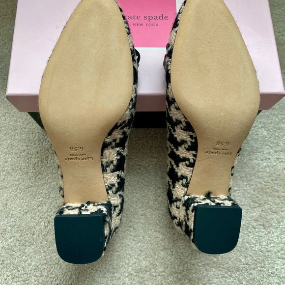 β οΈ BRAND NEW KATE SPADE KACEY PUMPS π Size: 6.5 in tan/black houndstooth - Picture 3 of 4